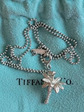 Tiffany & Co. Sterling Silver Palm Tree Pendant Necklace. 16" W/Pouch.